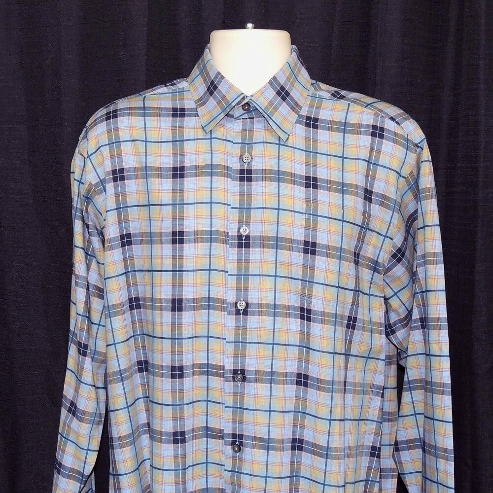 Robert Talbott Classic Hidden Button Collar Plaid… - image 1